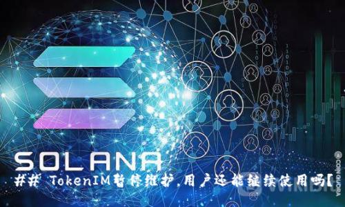 ## TokenIM暂停维护，用户还能继续使用吗？
